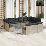 Loungeset 13-delig poly rattan lichtgrijs