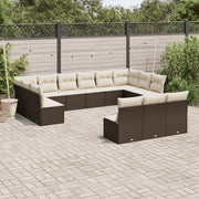 Loungeset poly rattan 13-delig bruin