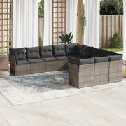Loungeset 11-delig poly rattan grijs
