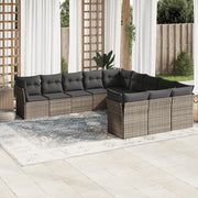 Loungeset 11-delig poly rattan lichtgrijs
