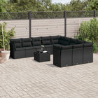 12-piece lounge set with cushions poly rattan black