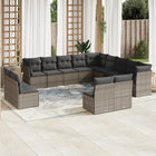 12-piece lounge set with cushions poly rattan grey