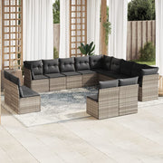 Loungeset 12-delig poly rattan lichtgrijs
