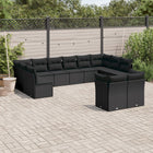 Loungeset 12-delig poly rattan zwart