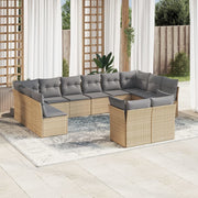 Loungeset 12-delig poly rattan beige