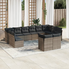 12-Delige Loungeset Met Kussens Poly Rattan Grijs