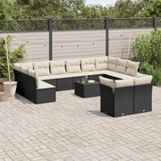 Loungeset poly rattan 13-delig zwart