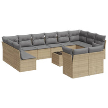 13-Delige Loungeset Met Kussens Poly Rattan Beige