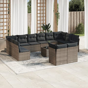 Loungeset 13-delig poly rattan grijs
