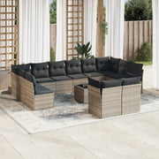 Loungeset 13-delig poly rattan lichtgrijs
