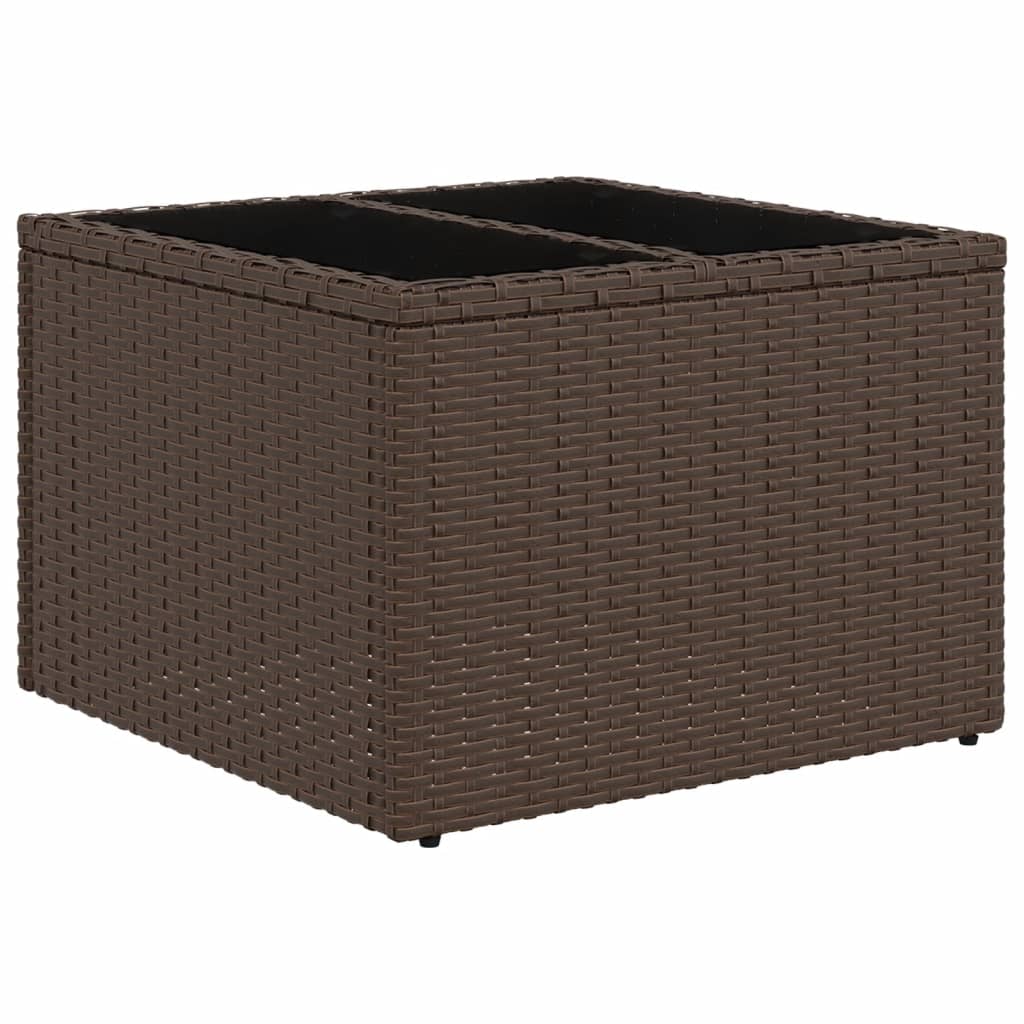 13-delige tuinbankset met kussens, bruin polyrotan