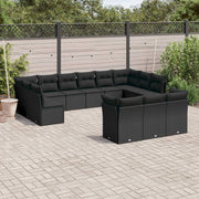 Loungeset 13-delig poly rattan zwart