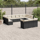 13-Delige Loungeset Met Kussens Poly Rattan Zwart