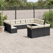 Loungeset 13-delig poly rattan zwart