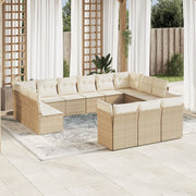 13-piece Lounge Set with cushions poly rattan beige