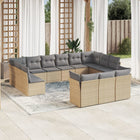 13-Delige Loungeset Met Kussens Poly Rattan Beige