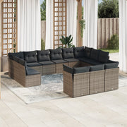 Loungeset 13-delig poly rattan grijs