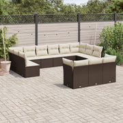 Loungeset poly rattan bruin 13-delig