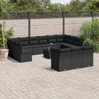 Loungeset 14-delig poly rattan zwart