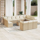 14-piece Lounge Set with Cushions Poly Rattan Beige