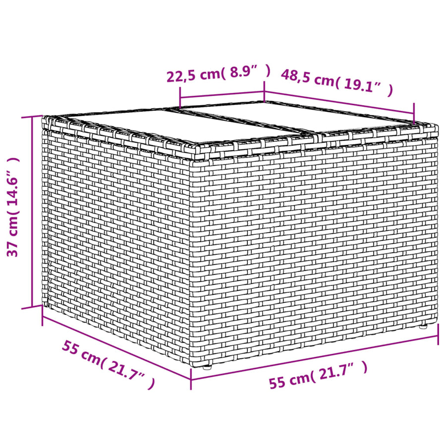 14-delige tuinbankset met kussens, bruin polyrotan