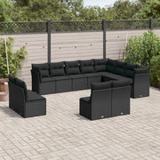 Loungeset 12-delig poly rattan zwart