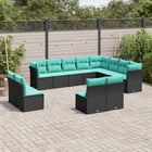 12-piece garden lounge set with cushions black poly rattan
