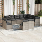 12-piece lounge set with cushions poly rattan grey