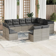 Loungeset 12-delig poly rattan lichtgrijs