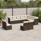 12-piece Lounge Set with Cushions Poly Rattan Brown