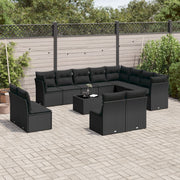 Loungeset 13-delig poly rattan zwart