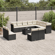 Loungeset 13-delig poly rattan zwart