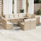 13-Delige Loungeset Met Kussens Poly Rattan Beige