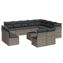 13-Delige Loungeset Met Kussens Poly Rattan Grijs