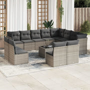 Loungeset 13-delig poly rattan grijs