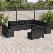 Loungeset poly rattan 13-delig zwart