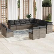Loungeset poly rattan 13-delig grijs