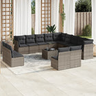 Loungeset 14-delig poly rattan grijs