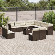 Loungeset 14-delig poly rattan bruin