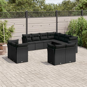 Loungeset 11-delig poly rattan zwart