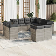 Loungeset 11-delig poly rattan lichtgrijs