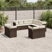 Loungeset poly rattan bruin 11-delig