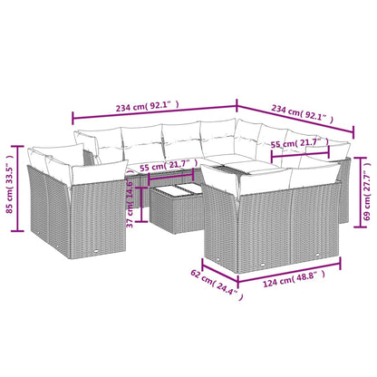 12-Delige Loungeset Met Kussens Poly Rattan Zwart