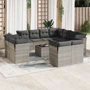 Loungeset 12-delig poly rattan lichtgrijs