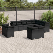 Loungeset 12-delig poly rattan zwart