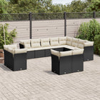 12-piece lounge set with cushions poly rattan black