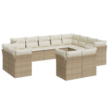 12-Delige Loungeset Met Kussens Poly Rattan Beige