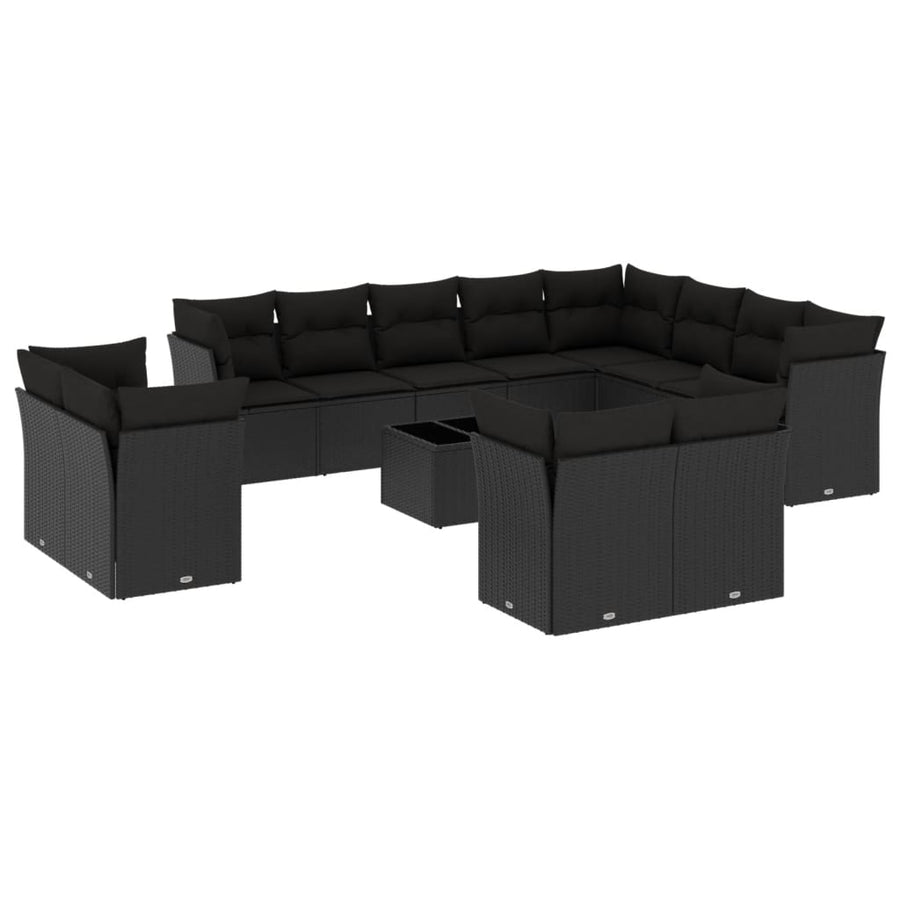 13-Delige Loungeset Met Kussens Poly Rattan Zwart