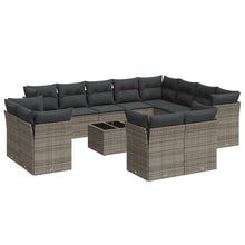 13-Delige Loungeset Met Kussens Poly Rattan Grijs