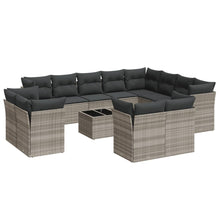 13-delige Loungeset met kussens poly rattan lichtgrijs